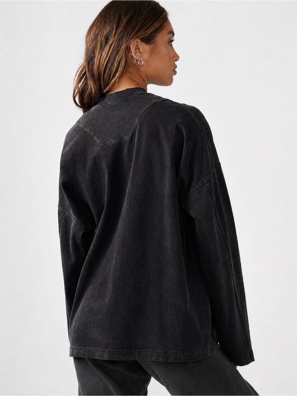 Joah Brown ✨Custom Dyed✨ Logo Patch Panel Long Sleeve Tee - Picture 3 of 7